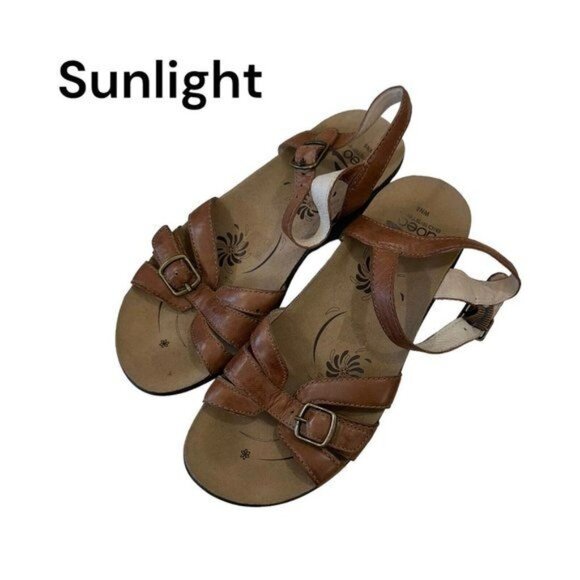 Abeo Bio Sistem Wedge Sandals Women SZ N6 Brown Leather Adjustable Buckle Strap - Picture 1 of 13